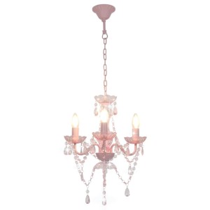vidaXL Kronleuchter mit Perlen Rosa Rund 3xE14 281598
