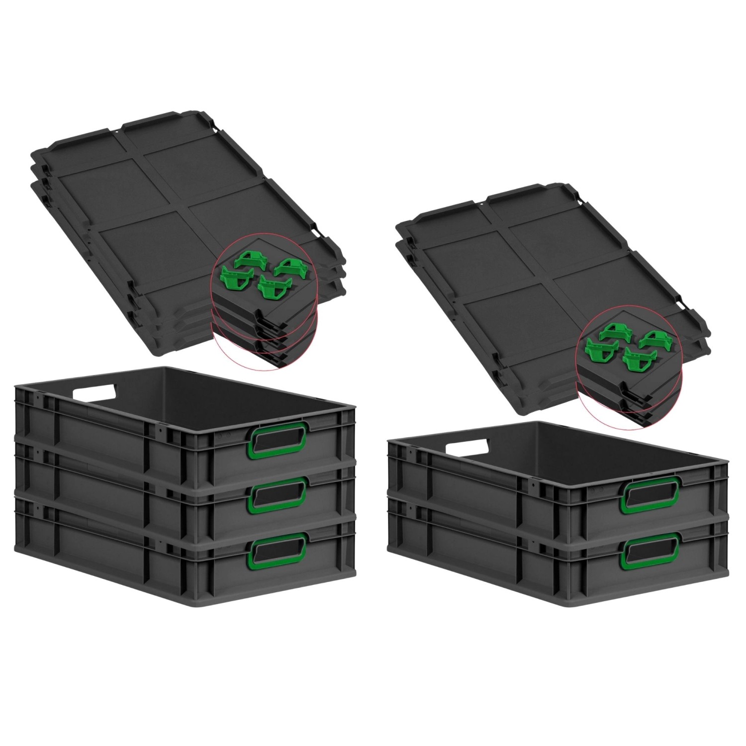 PROREGAL SparSet 5x Eurobox Nextgen Color Mit Auflagedeckel HxBxT 12x40x60c günstig online kaufen
