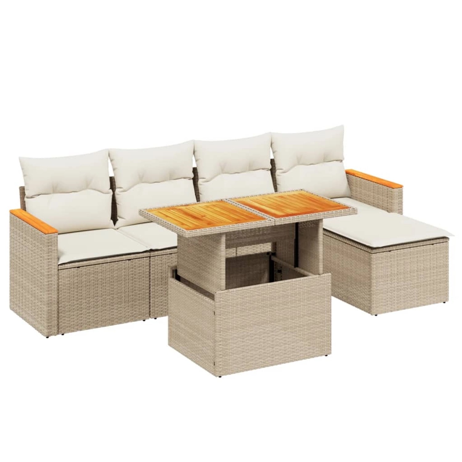 vidaXL 6-Tlg Garten-Sofagarnitur mit Kissen Beige Poly Rattan 3273053 günstig online kaufen