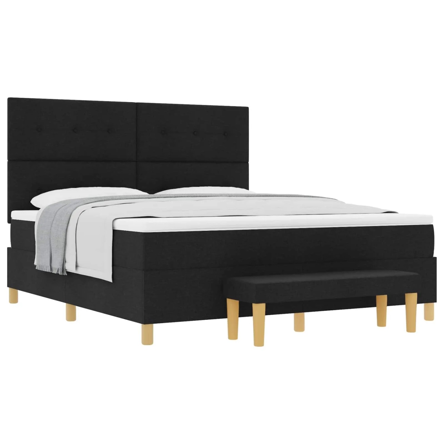 vidaXL Boxspringbett mit Matratze Schwarz 180 x 200 cm Stoff 3344319 günstig online kaufen