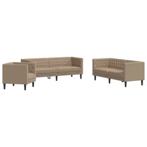 vidaXL 3-Tlg Chesterfield-Sofa-Set Cappuccino Kunstleder 3209272