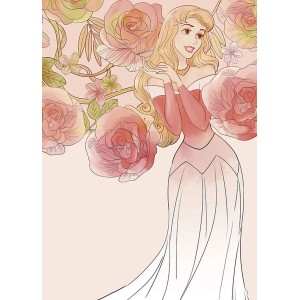 Disney Fototapete Dornröschen (Rosa, 50x70 cm) mit Rosen für das Kinderzimmer.