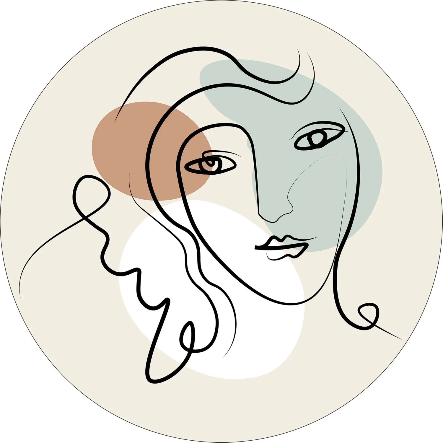 Pro Art Glasbild Line art faces II Ø 20 cm