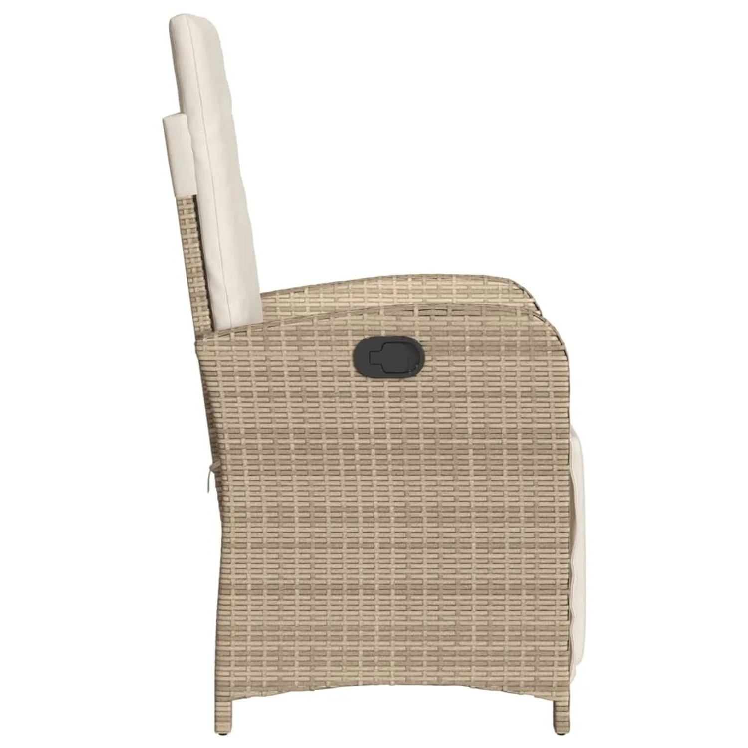 Beige vidaXL Bistro-Stuhl aus Polyrattan mit Kissen, Teil eines 3-tlg. Gartenmöbel-Sets.