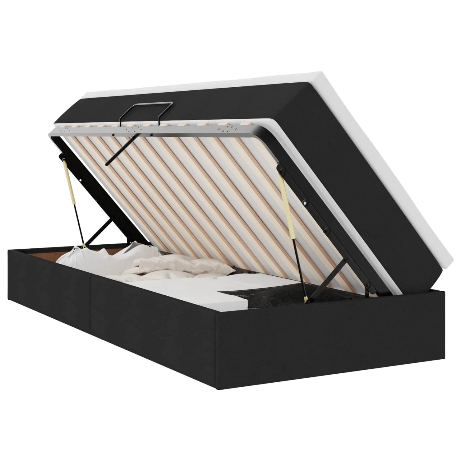 vidaXL Aufbewahrungsbett mit Matratze Schwarz 90 x 190 cm Polyester 3370196