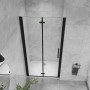 Schwarze AICA Falttür Dusche mit ESG Glas, 95x195cm, schwenkbar. Duschabtrennung für barrierefreies Bad.