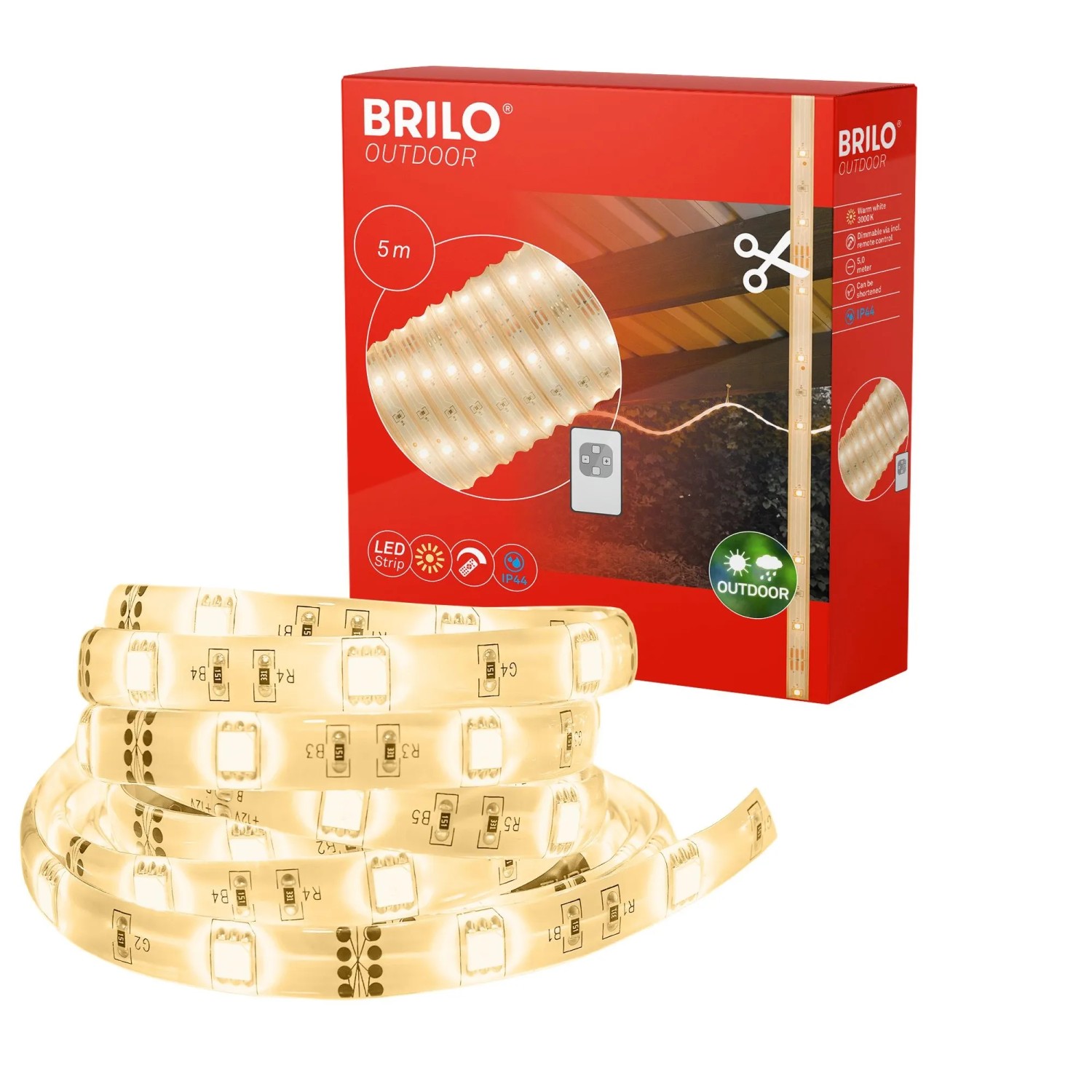 Brilo Outdoor-LED-Strip Warmweiß 3.000 K Farbwechsel Dimmbar Kürzbar 5 m
