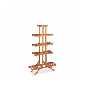Honigbraune Blumentreppe aus Holz mit 5 Ebenen und 9 Ablagen für Pflanzen und Deko. Ideal als Blumenregal für den Innenbereich.