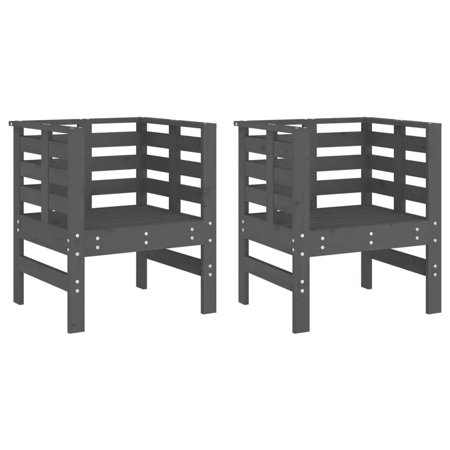 vidaXL Gartenstühle 2 Stk Grau 61,5x53x71 cm Massivholz Kiefer 825130 günstig online kaufen