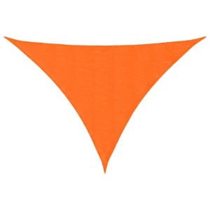 Orange dreieckiges Sonnensegel aus wasserfestem Oxford-Gewebe mit Edelstahlbefestigungen für Garten und Terrasse.