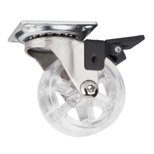 SOTECH Lenkrolle RAPID, Ø50 mm, transparentes Rad, verzinktes Stahlgehäuse, mit Bremse. Belastbar bis 35 kg.