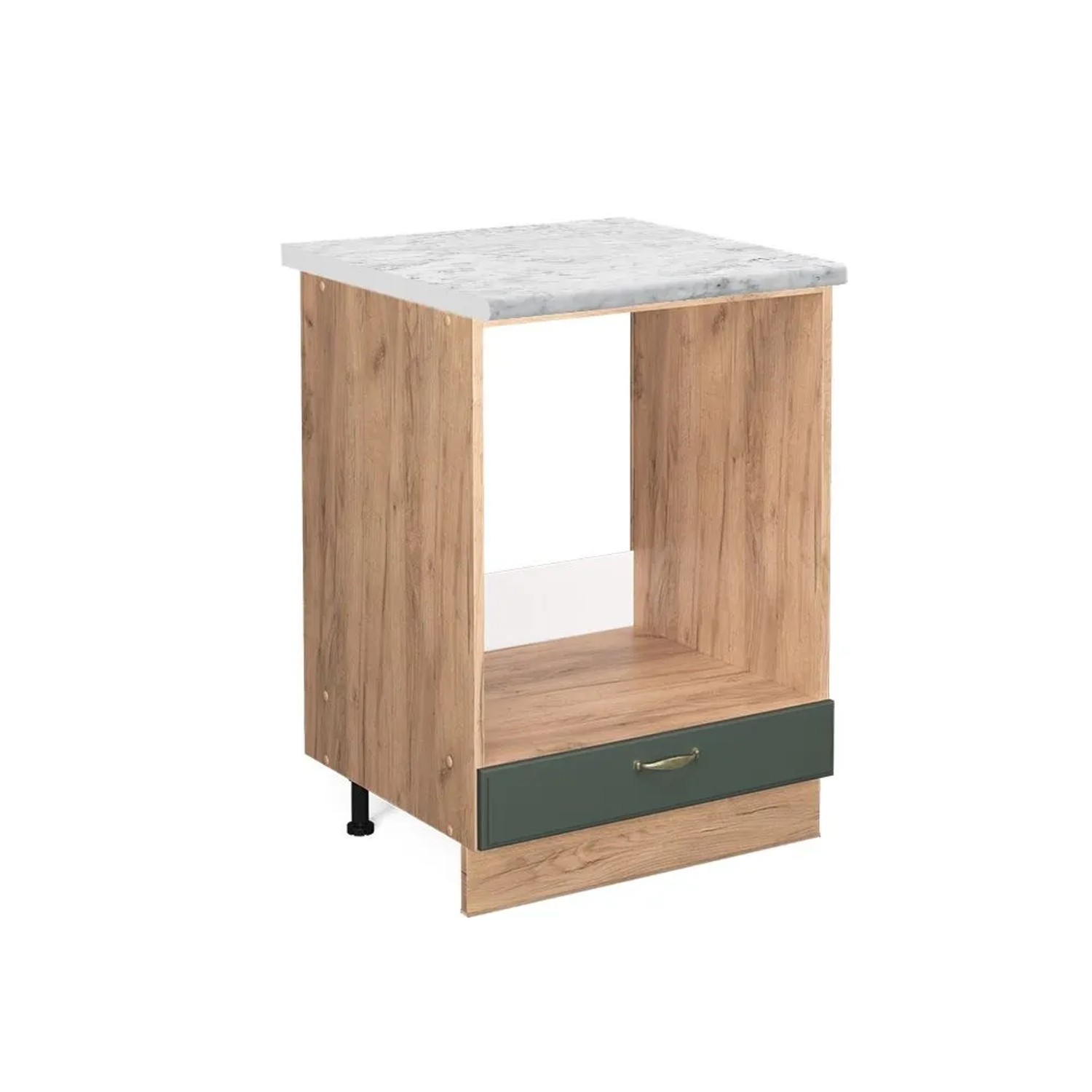 Vicco Herdumbauschrank Fame-Line Grün-Gold Landhaus Goldkraft Eiche 60 cm AP Marmor