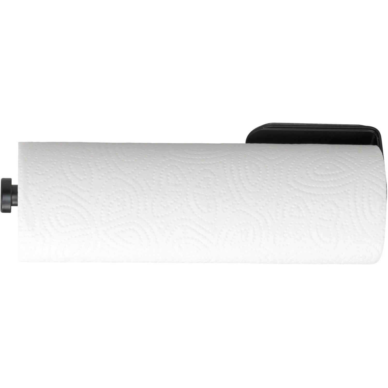 Wenko Küchenrollenhalter Nio, selbstklebend, schwarz mit Küchenrolle.