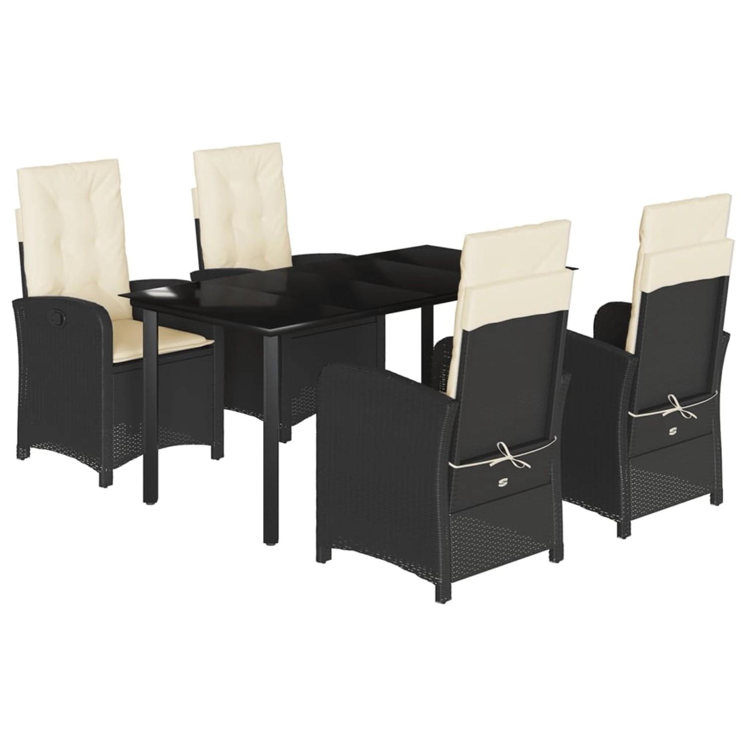 vidaXL 5-Tlg Garten-Essgruppe mit Kissen Schwarz Poly Rattan 3212304 günstig online kaufen