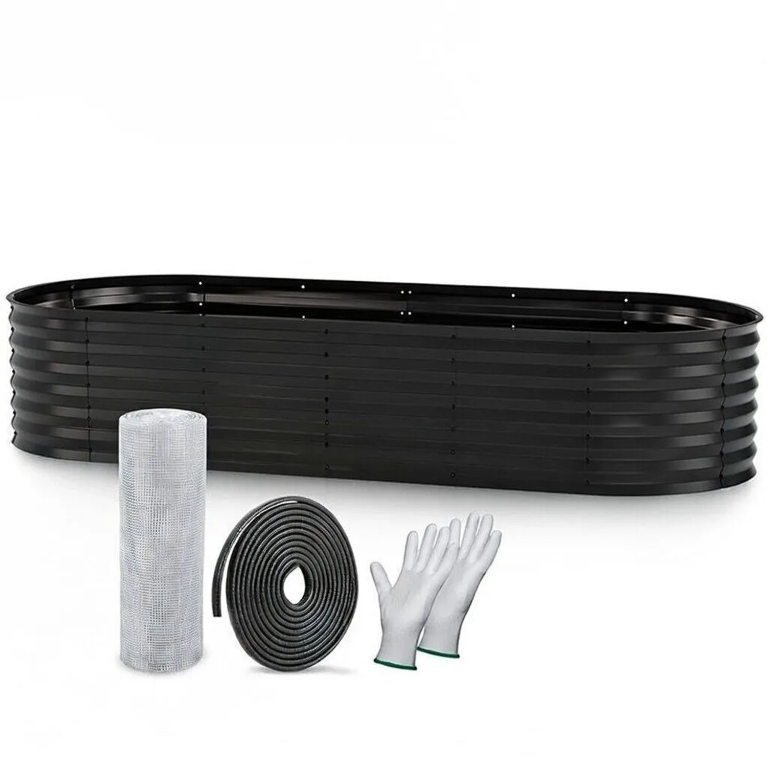 TTL GARDEN Ovales Garten-Hochbeet ELEGANCE L 240×80×45 cm – Niedriges Metall Hochbeet Verzinkt in Anthrazit