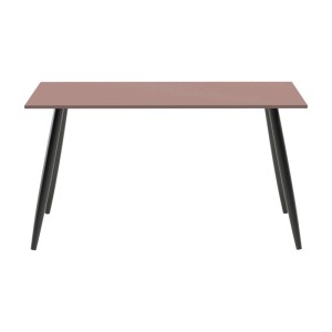 Mauve Schreibtisch Piazza mit rechteckiger Platte und schwarzem Metallfußgestell. Höhenverstellbarer Bürotisch.