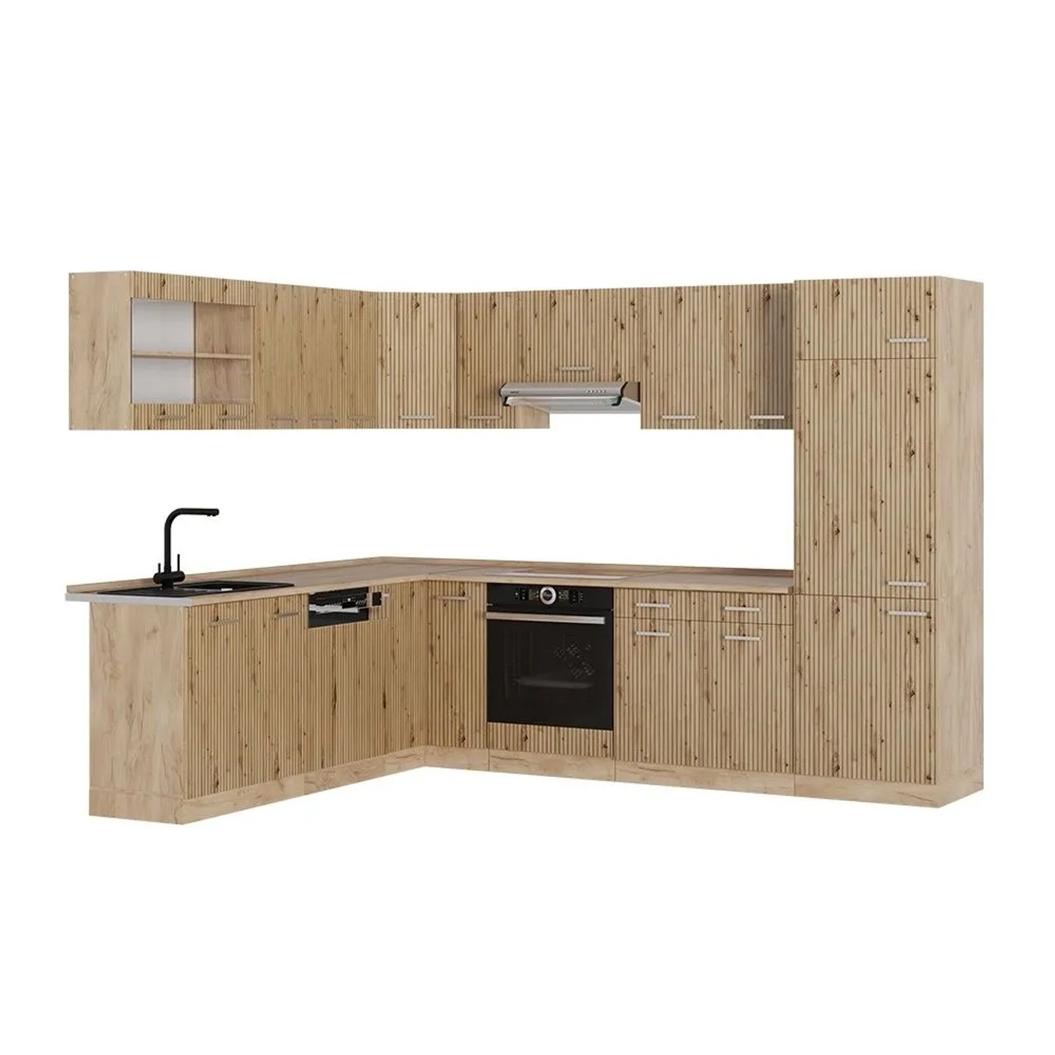 Vicco Eckküche R-Line Artisan-Eiche/Goldkraft Eiche 287 x 82, AP Eiche