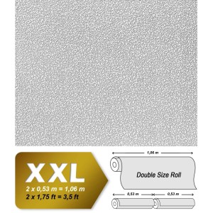 Weiße EDEM Vliestapete 80304BR60 mit Rauhfaser-Putz-Optik, 4 Rollen (106 m²).