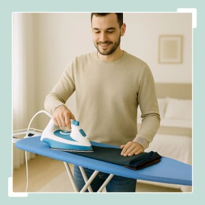 Relaxdays Bügelbrett Stahl Blau Höhenverstellbar 120 cm x 38 cm 4,5 kg