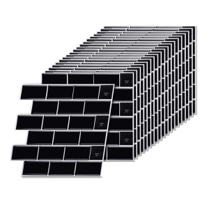 Relaxdays Klebefliesen PU/PET/Papier Schwarz Selbstklebend 3D Optik Versetzt 20er Pack 30 cm x 30 cm 80 g