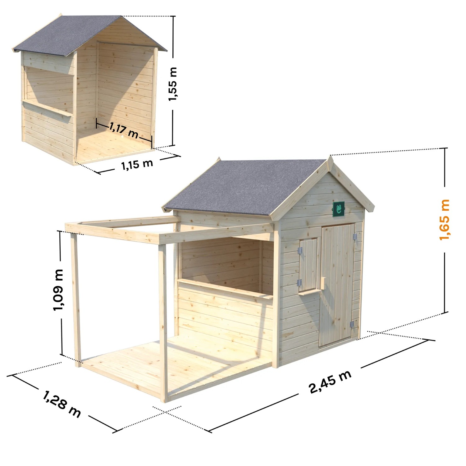Soulet Kinderspielhaus Epicerie aus Holz mit Pergola, Maße 245x128x165cm.