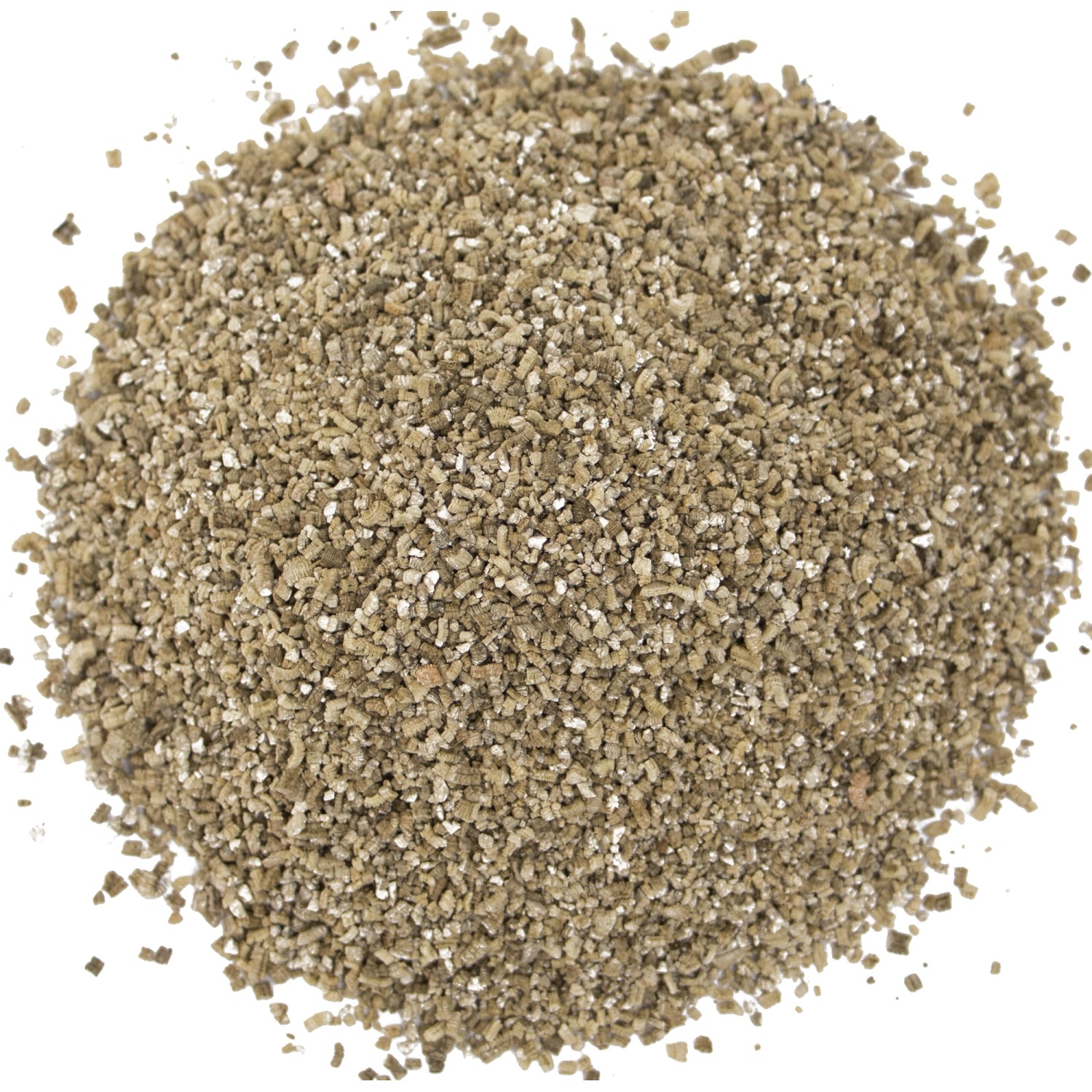 Floragard Vermiculite, ein Haufen des mineralischen Zuschlagsstoffes zur Bodenverbesserung.