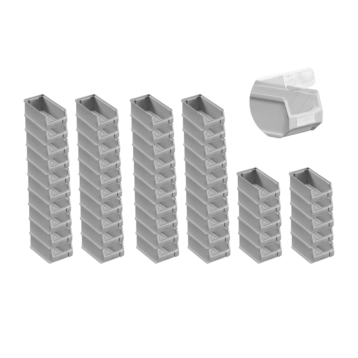 SuperSparSet 40 x Graue Sichtlagerbox 2.0 Mit Abdeckung HxBxT 7,5 x 10 x 17,5 cm 0,8 Liter Sichtlagerbehälter Sichtlager...