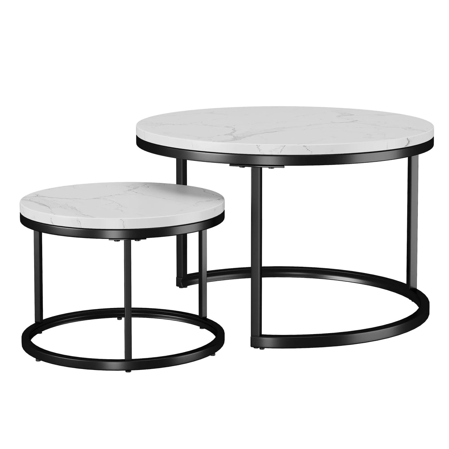 okwish Couchtisch mit Marmoroptik Metallbeinen Wohnzimmer 70x70x45cm Schwarz