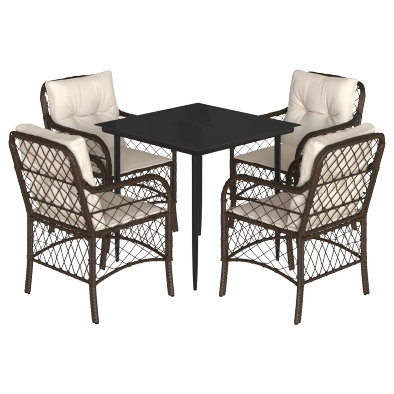 vidaXL 5-Tlg Garten-Essgruppe mit Kissen Braun Poly Rattan 3212111 günstig online kaufen