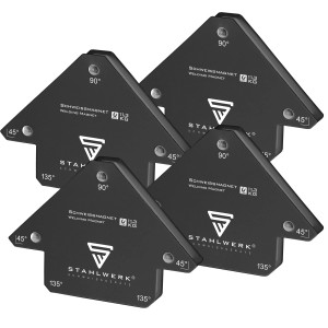 STAHLWERK Schweißwinkel 4er Set, Magnetwinkel mit 45°, 90° und 135° für Schweißarbeiten.