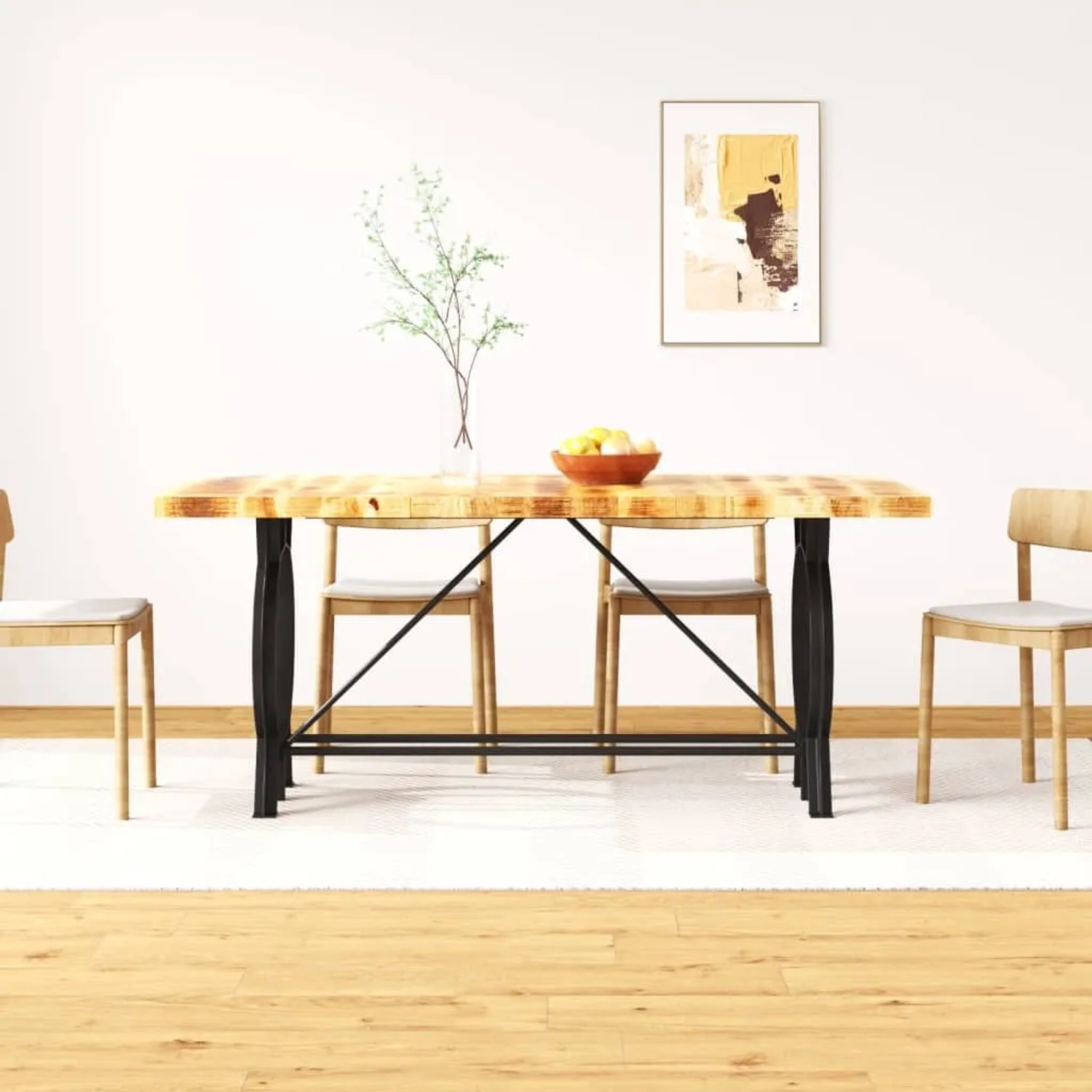 VidaXL Esstisch Aus Massivem Mangoholz – Industriell-Vintage, 180x90x76 Cm, Mit Stahlbeinen, Rustikaler Küchen- & Esszimmertisch