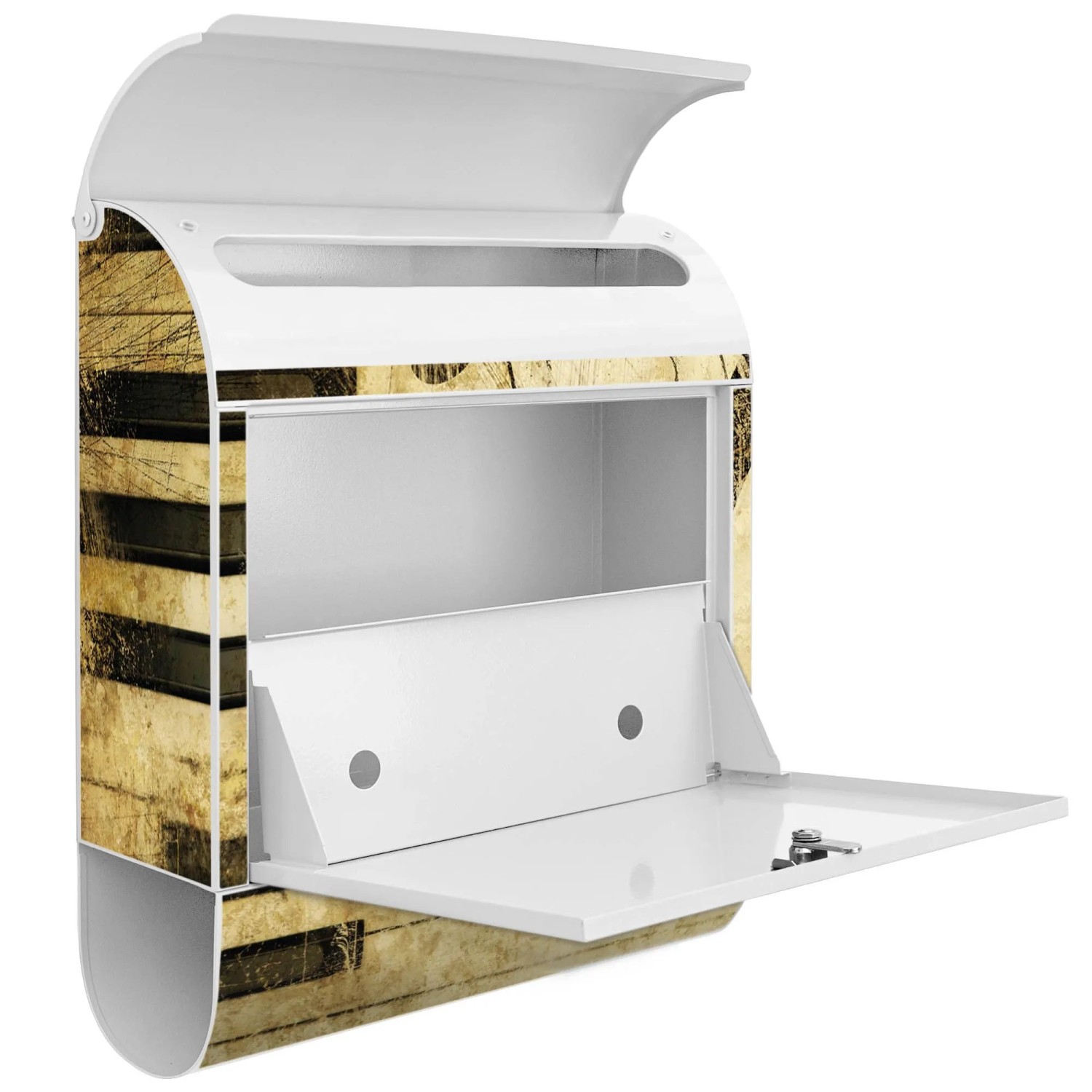 Banjado Design Briefkasten Weiß Pulverbeschichtet 39x47x14cm 2 Schlüssel Mit Zeitungsfach Motiv Music_8