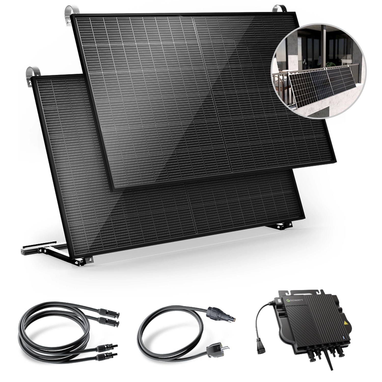 Solakon Balkonkraftwerk 900W Solaranlage mit Balkonhalterung Steckerfertig günstig online kaufen