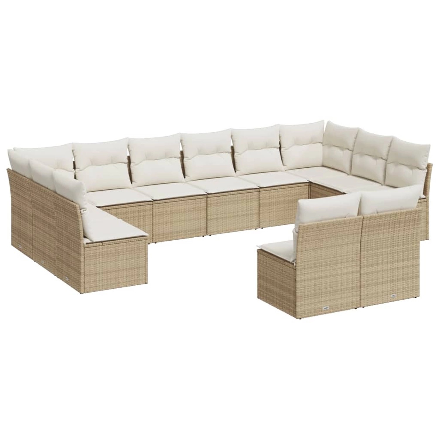 vidaXL 12-tlg Garten-Sofagarnitur mit Kissen Beige Poly Rattan Modell 71 günstig online kaufen