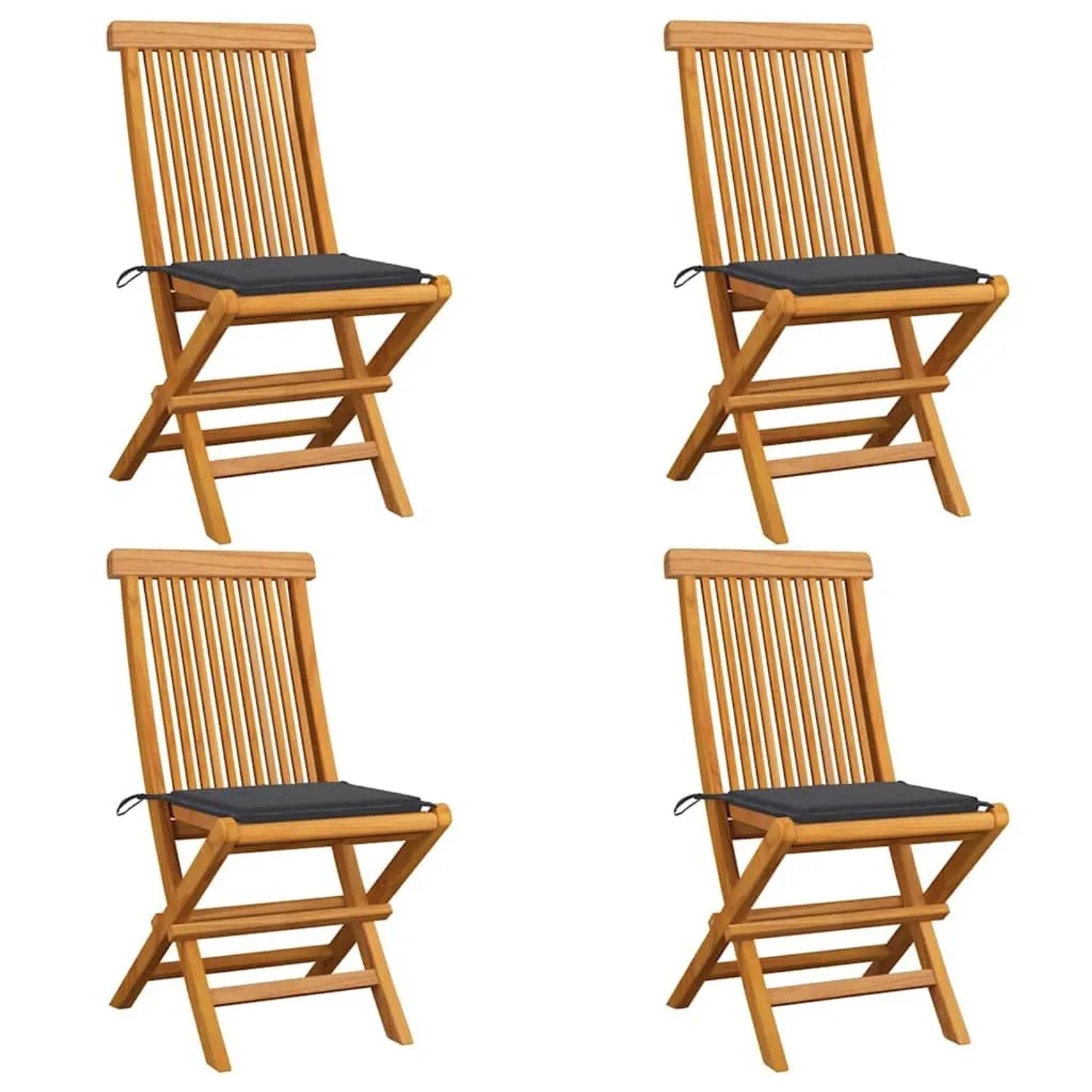 vidaXL Gartenstühle mit Anthrazit Kissen 4 Stk Massivholz Teak 3062568 günstig online kaufen