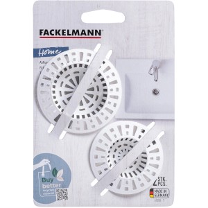 Fackelmann Abflusssieb, 2er-Set, 6 und 7 cm Durchmesser, weiß, für Küchenspüle.