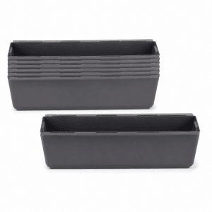 BigDean 6er Set Paletten Blumenkästen Einsatz mit Hängesystem zum Einhängen 37cm Anthrazit Pflanzkasten für Europalette Balkonkasten Blumentopf