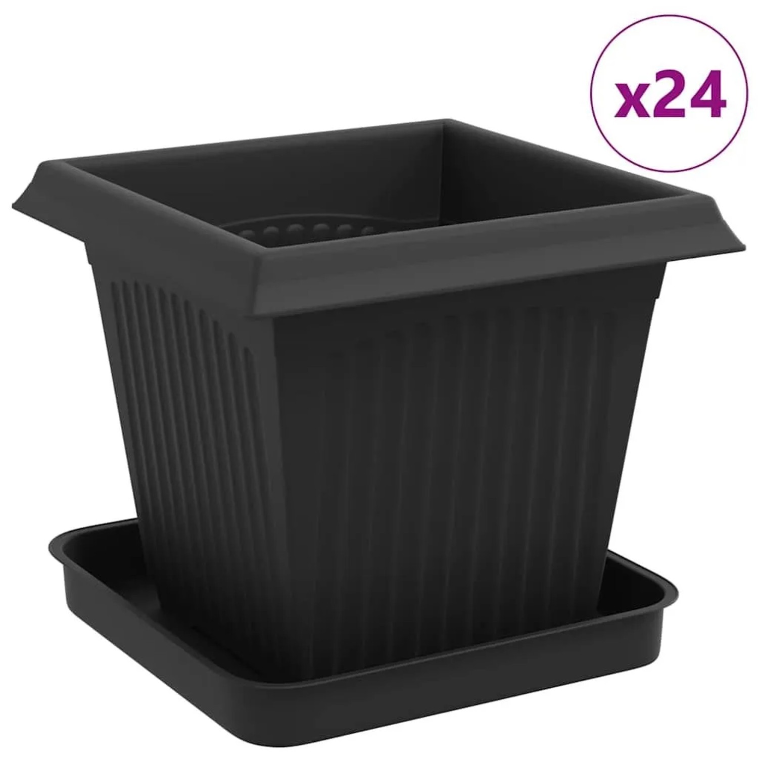 vidaXL Blumentöpfe 24 Stk Schwarz 16 x 16 x 14 cm Kunststoff 3403311