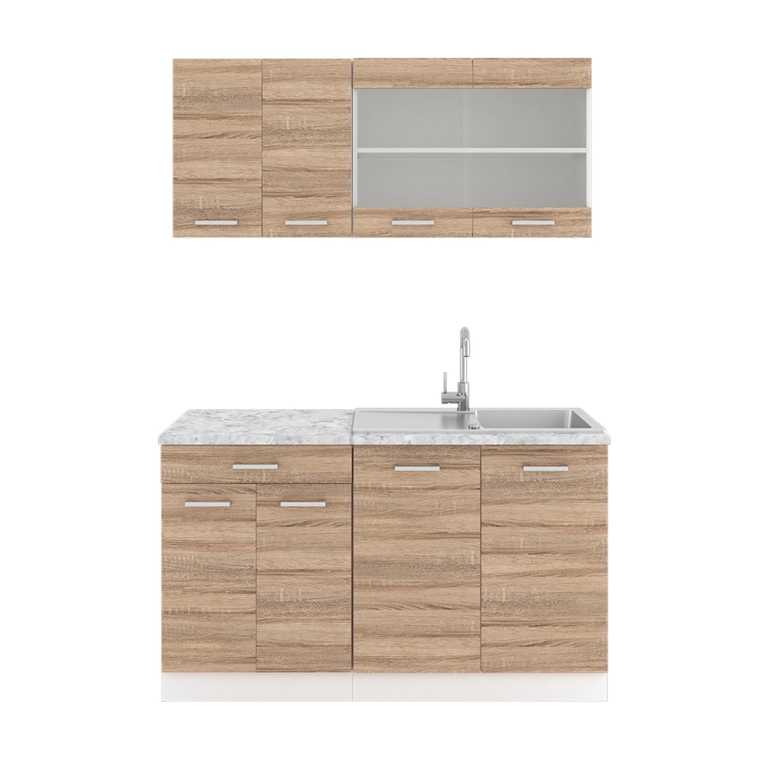 Vicco R-Line Singleküche Sonoma 140 cm AP Marmor günstig online kaufen