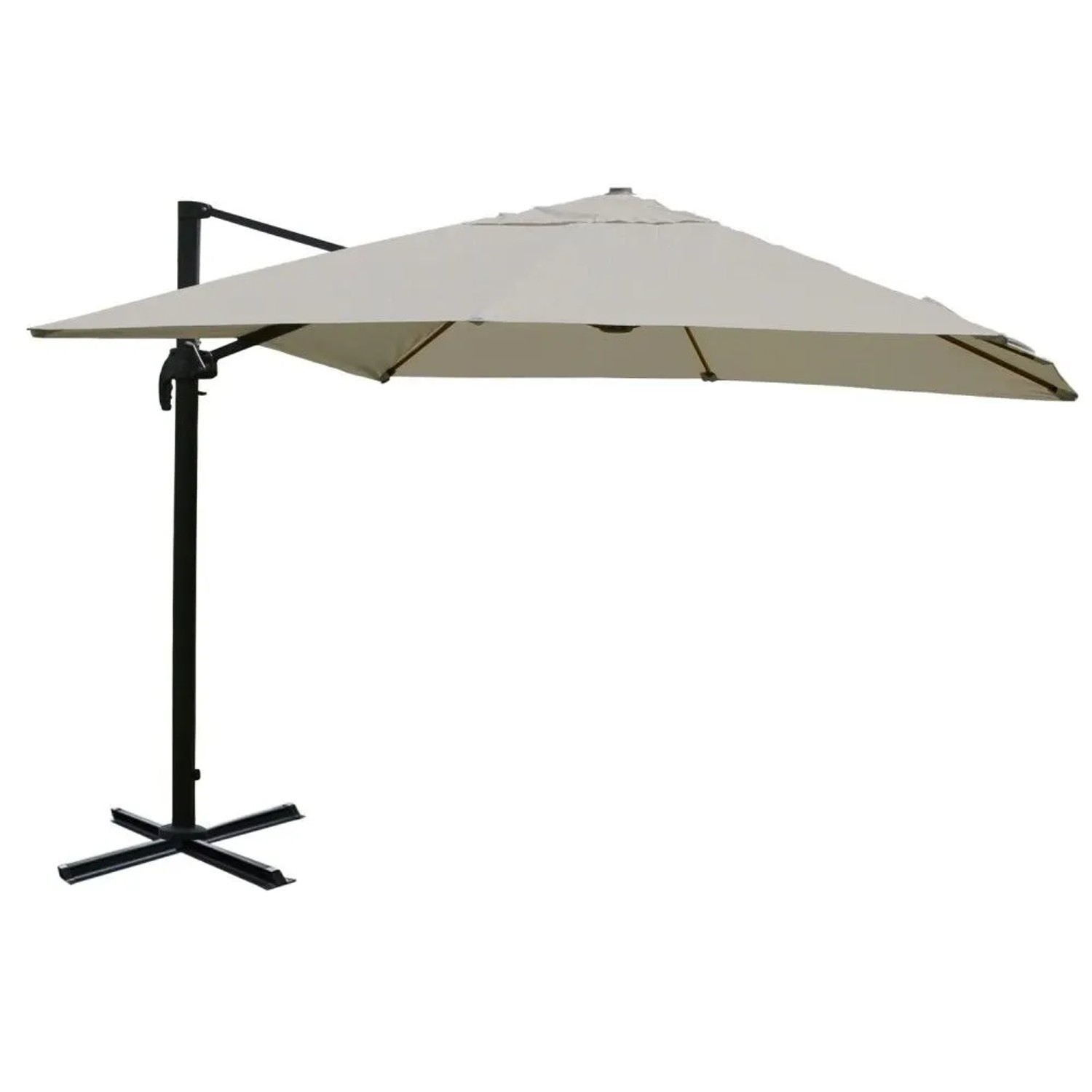 MCW Ampelschirm A96 3,5x3,5m Alu Creme-Grau ohne Ständer