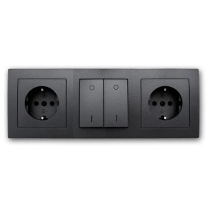 McPower Steckdosenblock Flair 2-Fach Schalter Anthrazit