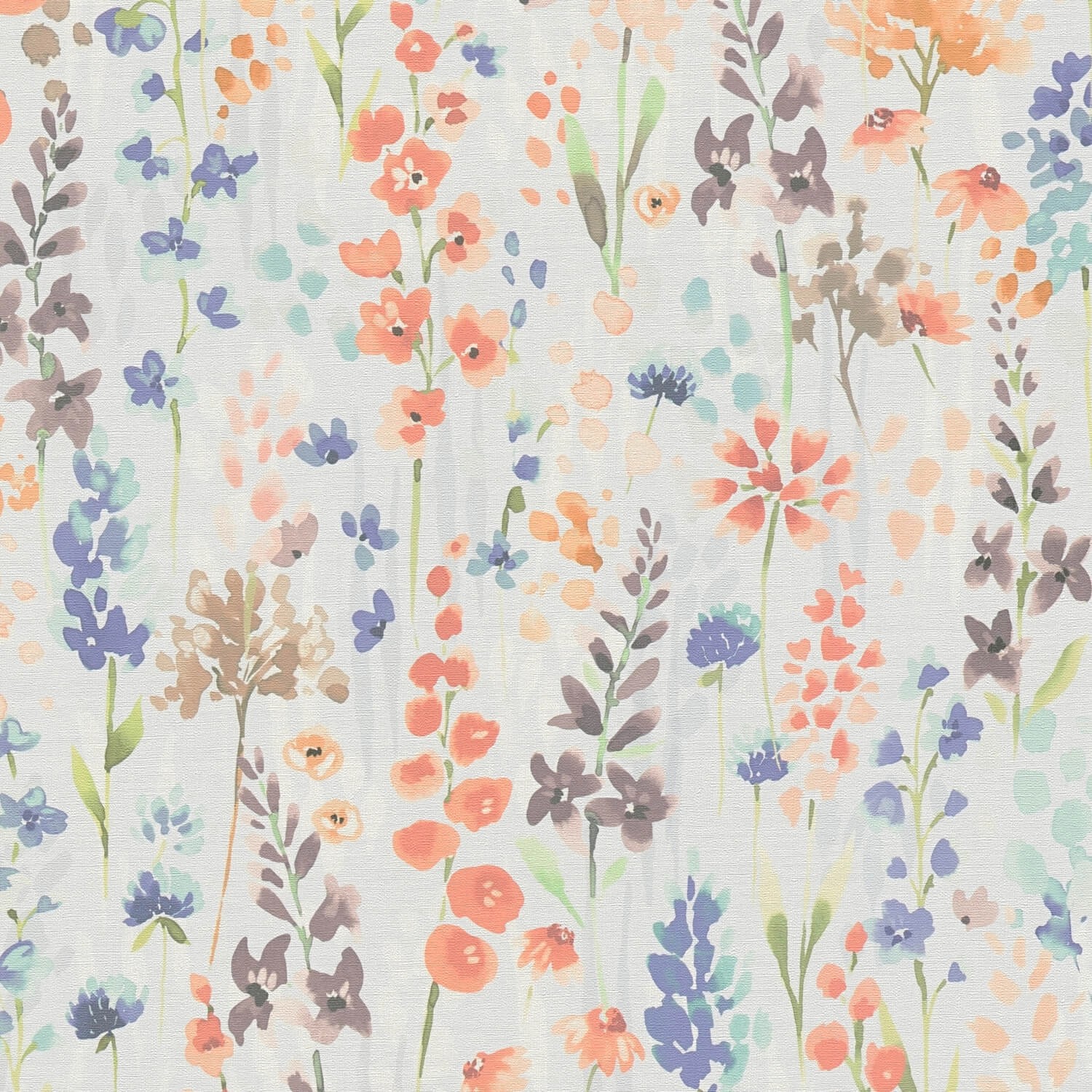 PROFHOME 396063-GU Blumen Tapete Aquarell-Stil Grau Orange Braun Blau 0,53 günstig online kaufen