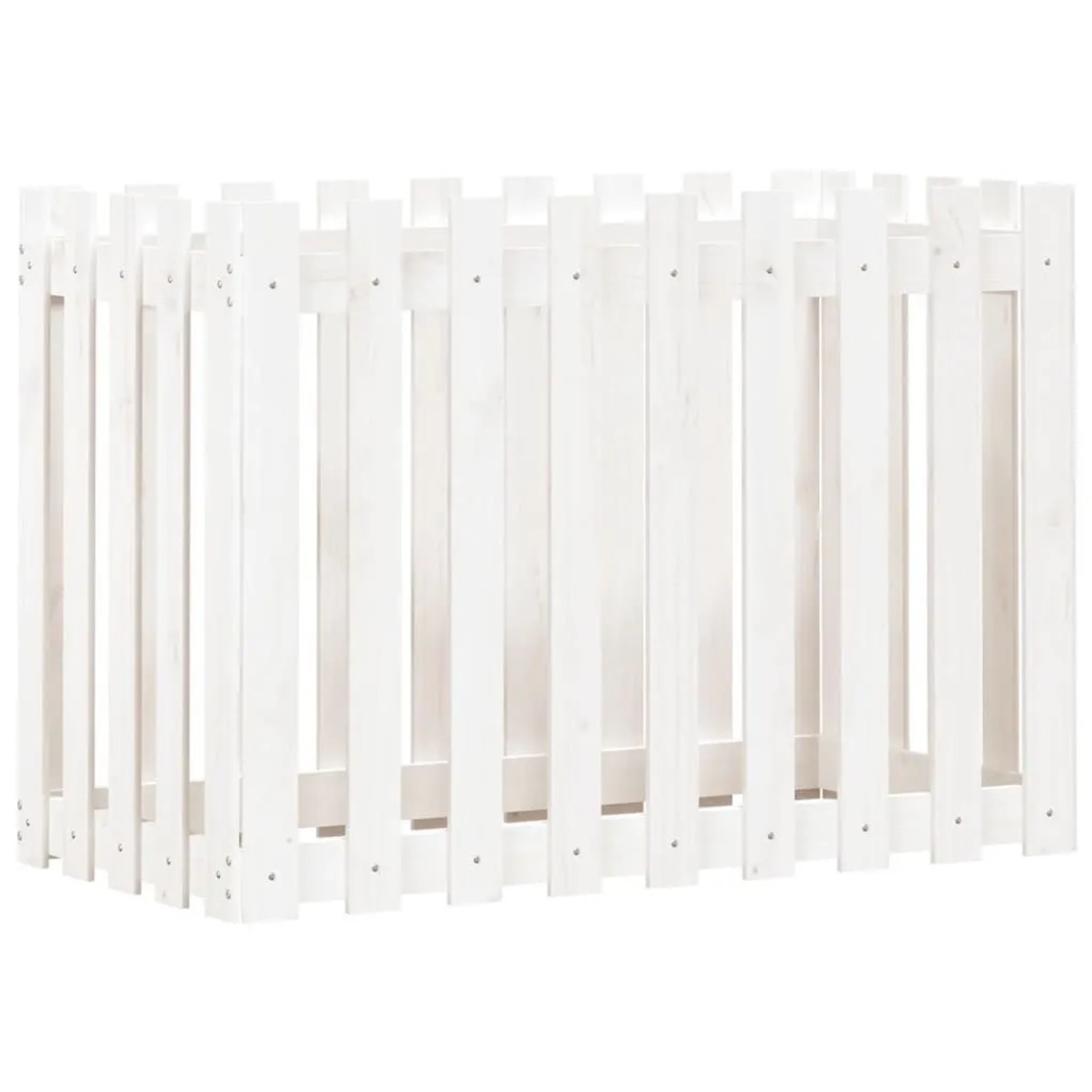 vidaXL Hochbeet Lattenzaun-Design Weiß 100x50x70 cm Massivholz Kiefer 832483