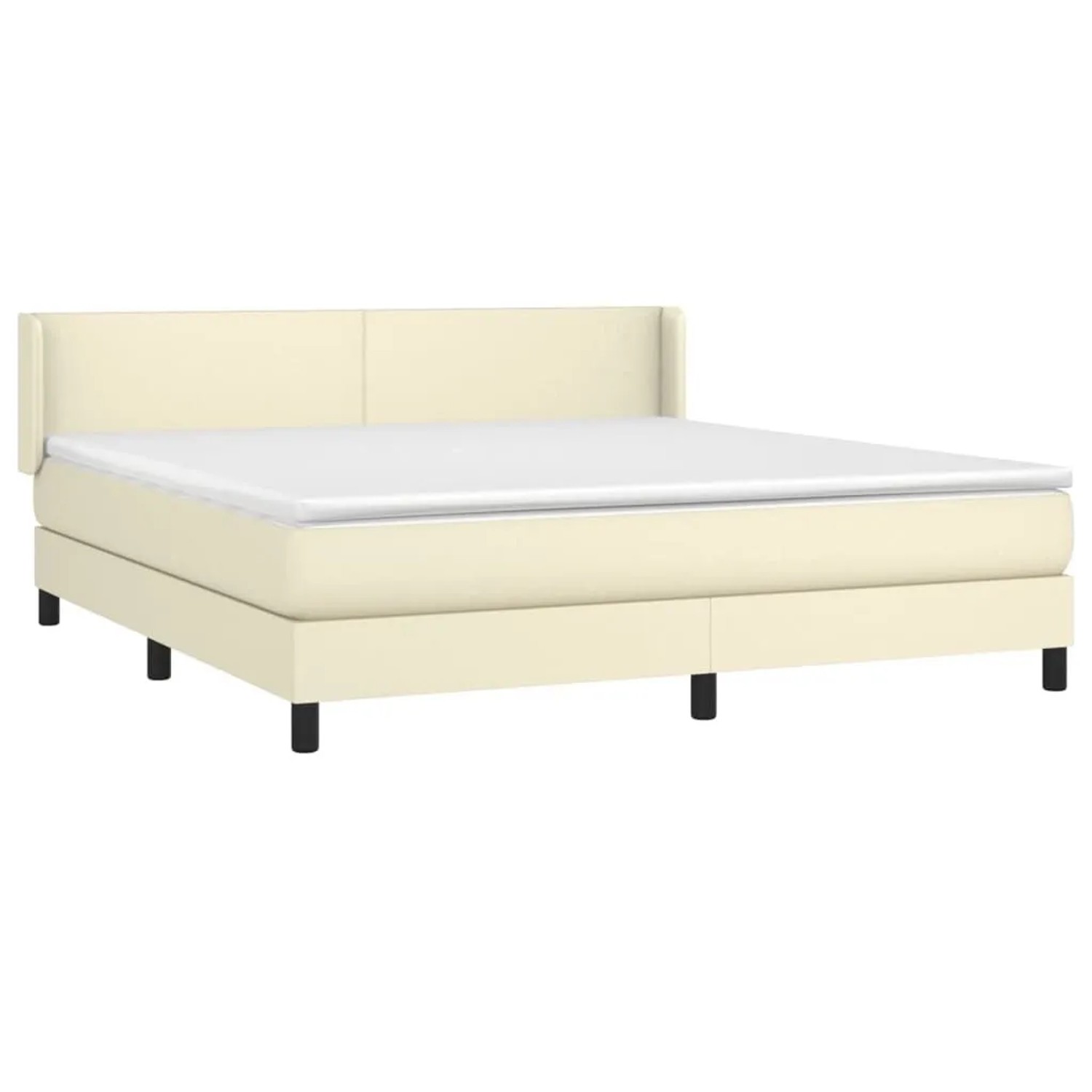 vidaXL Boxspringbett mit Matratze Creme 180x200 cm Kunstleder 3130675