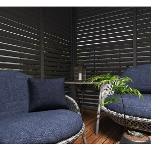 Horizontale Lamellenwand in Anthrazit für Weide Pergola, Teil einer stilvollen Outdoor-Szene.