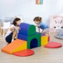 HOMCOM Bausteinset aus Kunstleder mit Kindern beim Spielen. Bunte Spielanlage für Kinderzimmer.