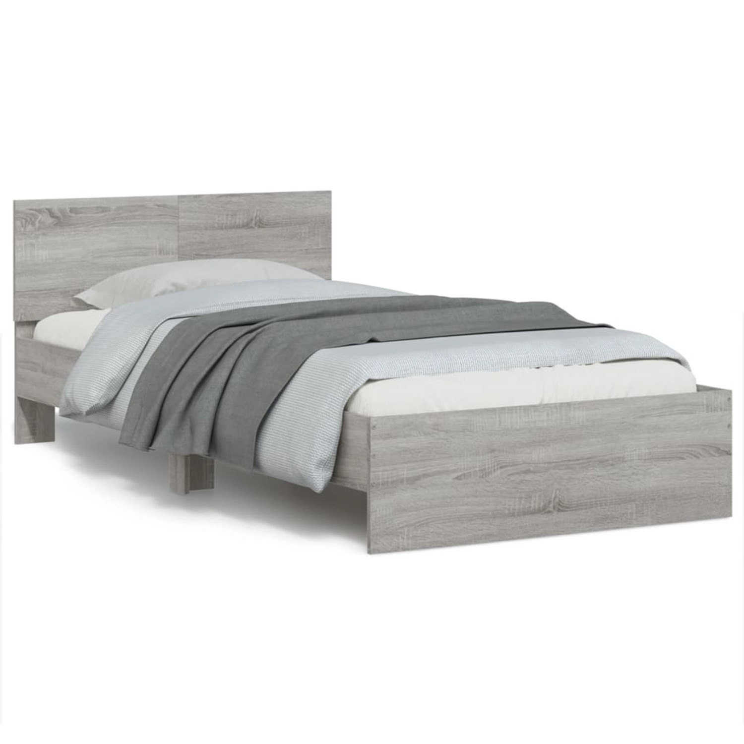 vidaXL Bettgestell mit Kopfteil Grau Sonoma 100x200 cm Holzwerkstoff Modell günstig online kaufen