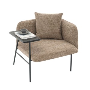 PXloue Stühle Einzelsessel mit Beistelltisch Chenille Sessel mit Seitentaschen für Wohnzimmer Khaki
