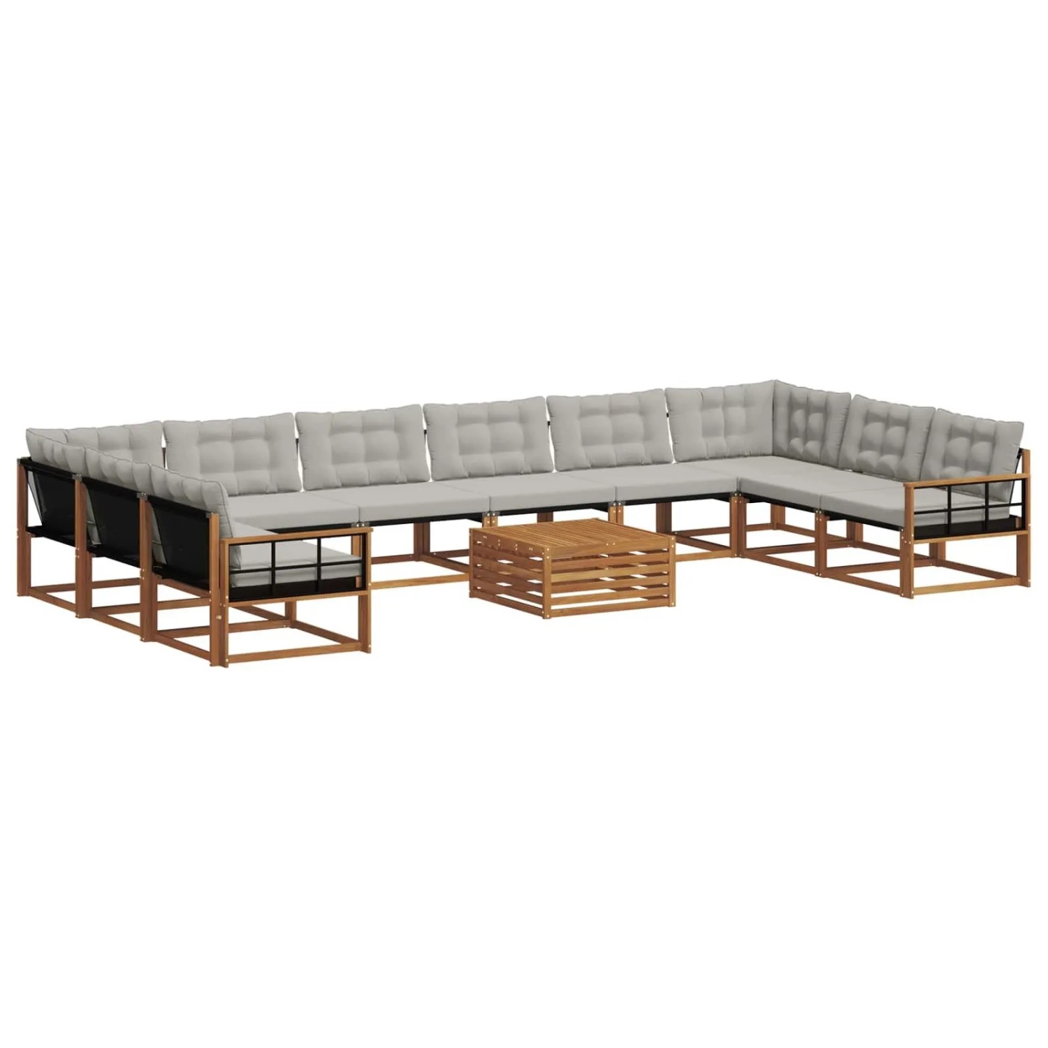 Thumbnail - vidaXL Outdoor-Sofagarnitur mit Kissen 11-Tlg Natur und Hellgrau 3369918