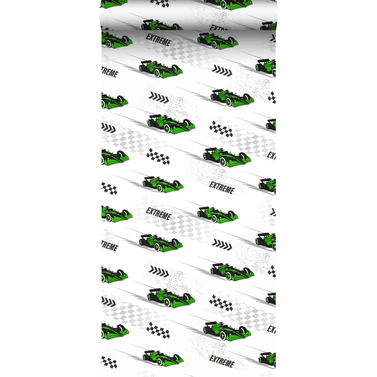 Sanders & Sanders Tapete Rennwagen Grün 50 x 900 cm günstig online kaufen